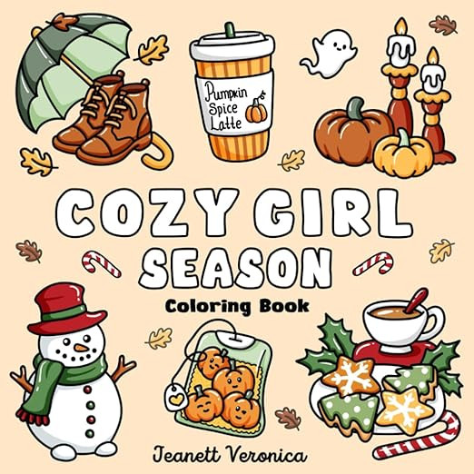 Cozy Girl Season: Bold and Easy Coloring Book for Adults & Teens, Featuring Fall, Halloween, and ... | Amazon (US)