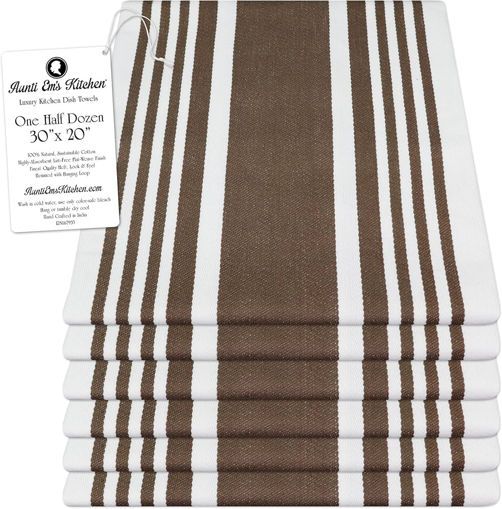 Aunti Em's Kitchen Designer Hand and Kitchen Dish Towels Woven from 100% Responsibly-Farmed, Thic... | Amazon (US)