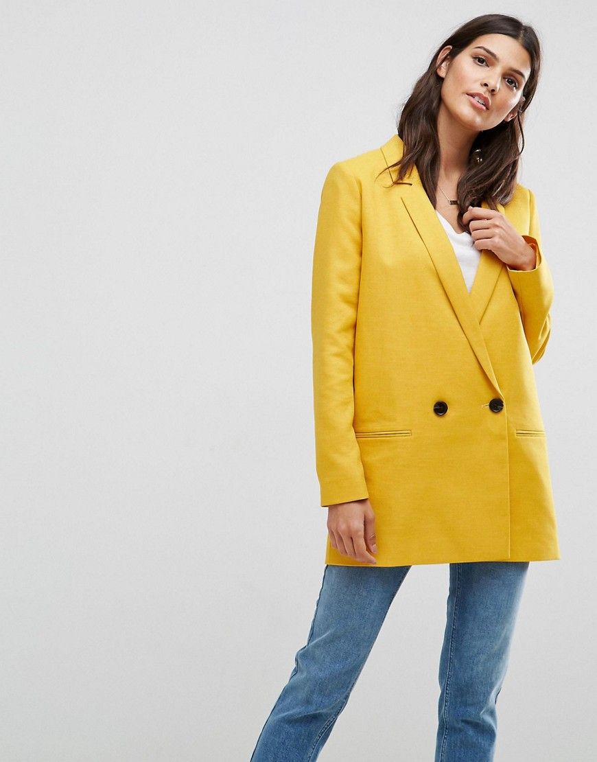 ASOS Tailored Double Breasted Mustard Blazer - Yellow | ASOS US