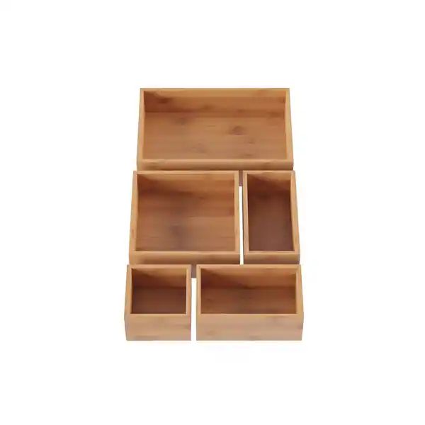 Bamboo Drawer Organizer - 5-Compartment Modular Box Set by Lavish Home (Natural Finish) | Bed Bath & Beyond