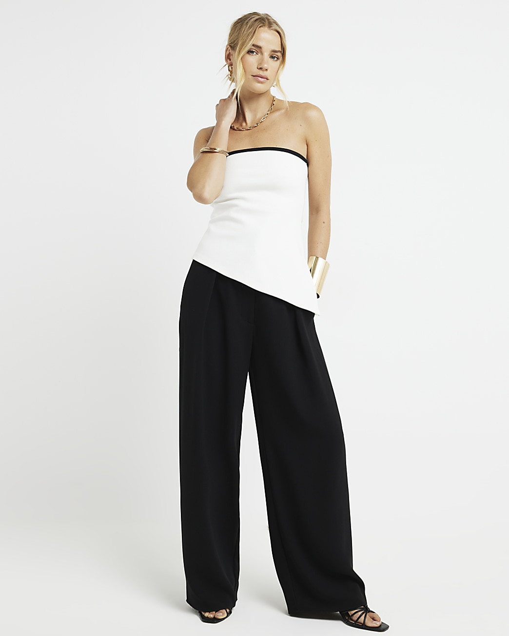 White taped bandeau top | River Island (UK & IE)