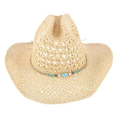 CTM Women's Braided Bead Straw Cowboy Hat, Straw | Target
