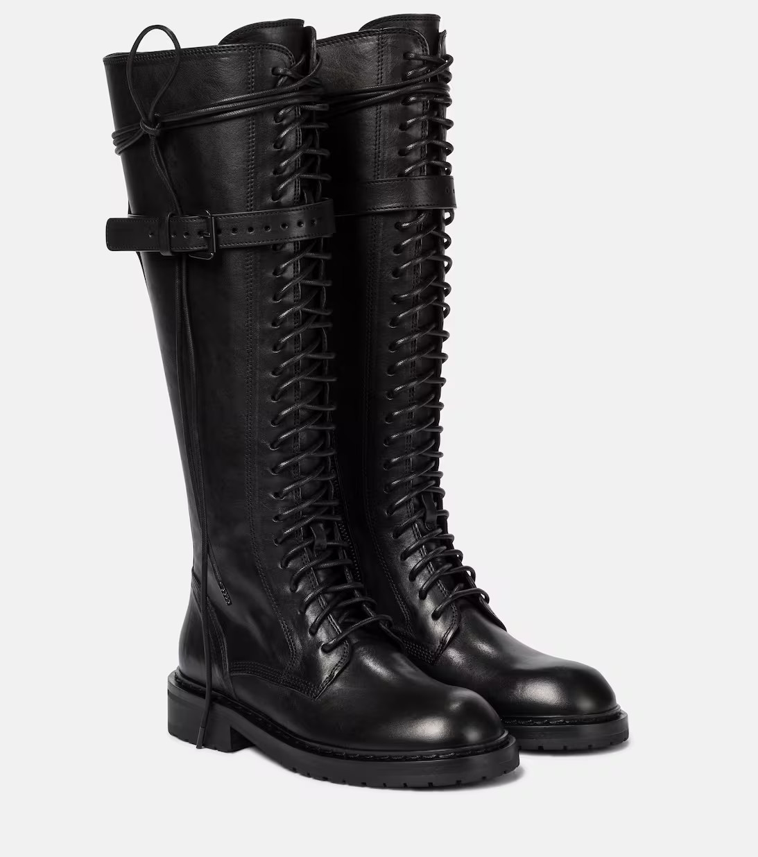 Lace-up leather knee-high boots | Mytheresa (US/CA)