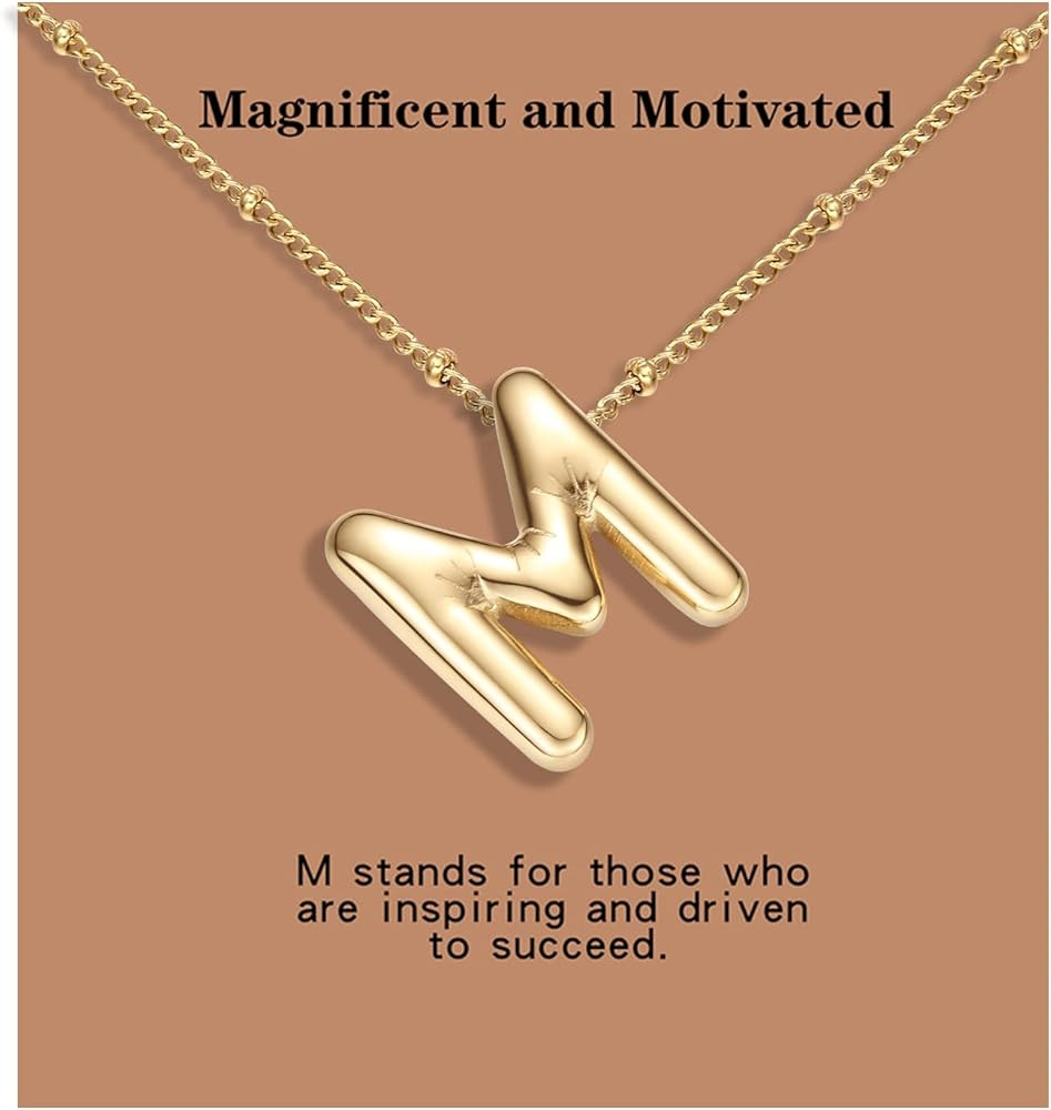 Bubble Letter Necklace Gold Plated Balloon Initial Chunky Bubble Alphabet Pendant Necklace Trendy... | Amazon (US)