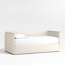 Noa Cream Kids Twin Daybed with Storage and Trundle Bed + Reviews | Crate & Kids | Crate & Barrel
