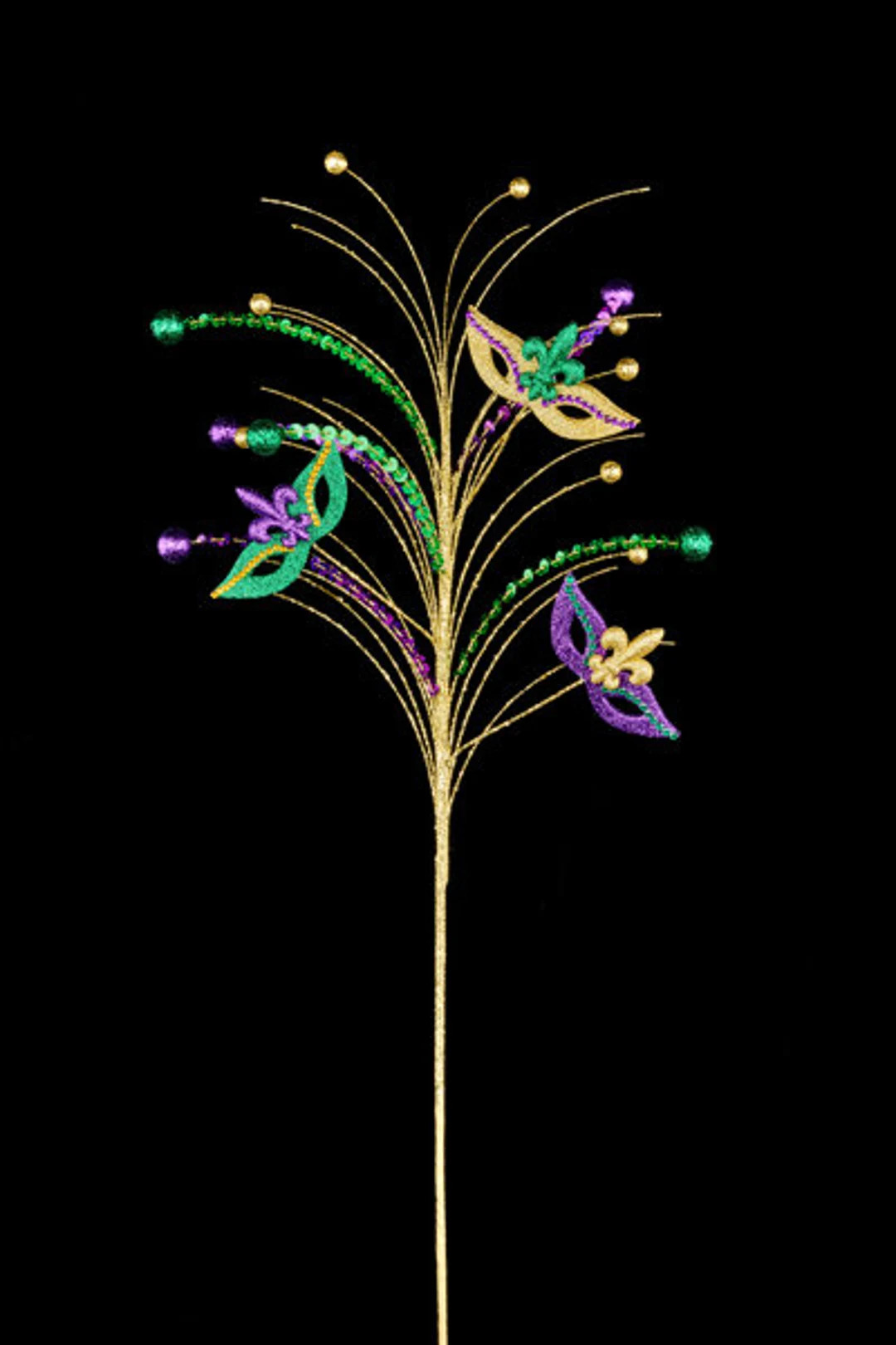 Mardi Gras Mask Sequin and Ball Spray 30" Inches, Mardi Gras Floral Accents for Wreaths, Wreath E... | Etsy (US)