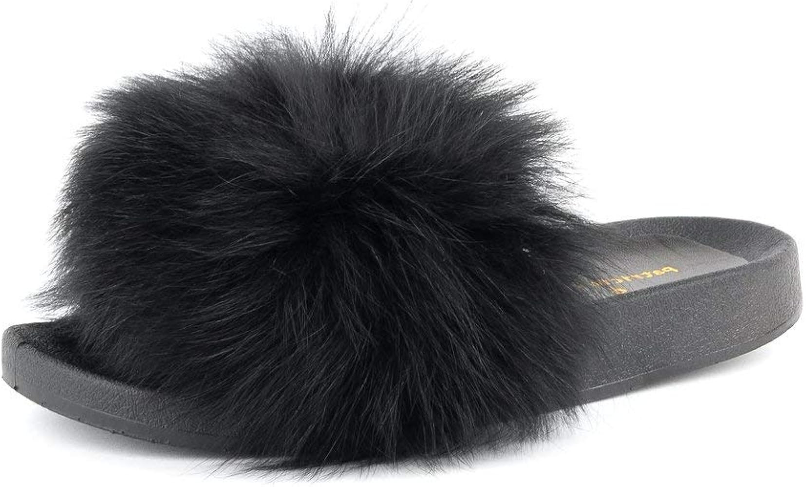 Patricia Green Women's Foxy Fur Sandal Slide Slipper (Black | Amazon (US)