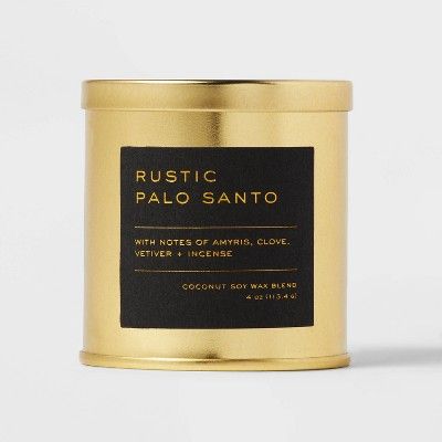 4oz Lidded Metal Jar Black Label Rustic Palo Santo Candle - Threshold™ | Target
