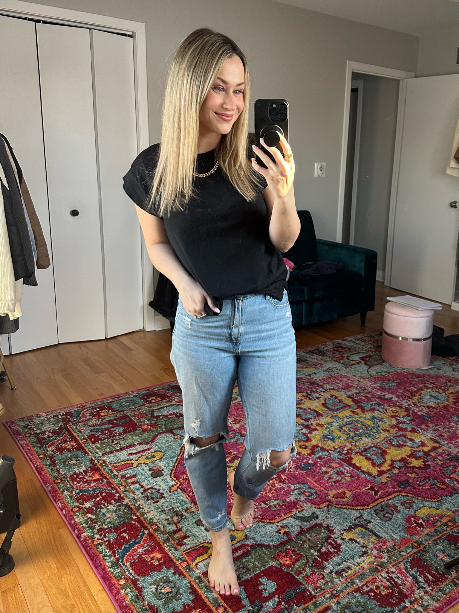 The best $10 T-shirt!! And linked these mom jeans and gold necklaces 

#LTKunder50 #LTKstyletip #LTKsalealert