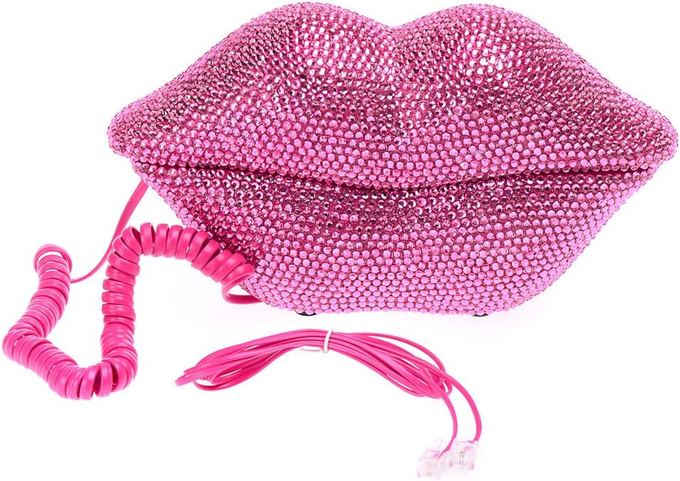 sunshop Lips phone with rhinestones Hot Pink fashionable design for home use | Amazon (US)