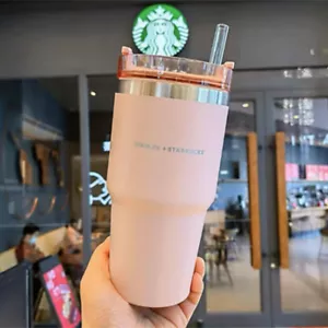 Starbucks Grey Stainless Steel Straw Cup Frosted Handy Stanley Water cup  591ml