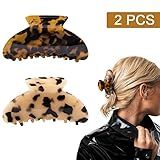 2PCS Hair Claw Banana Clips tortoise Barrettes Celluloid French Design Barrettes celluloid Leopard p | Amazon (US)