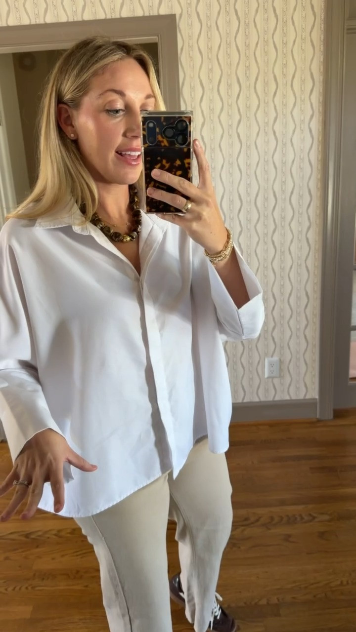 Closet staples! This top is a must have!! Wrinkle resistant and pairs perfectly with any jeans, skirt or shorts you put on!

Wearing a medium in the button down and a 28 in the jeans! 
#AmazonFinds #TheSouthernSource #ClosetStaple

#LTKdayinmylife #LTKgrwm #LTKootd