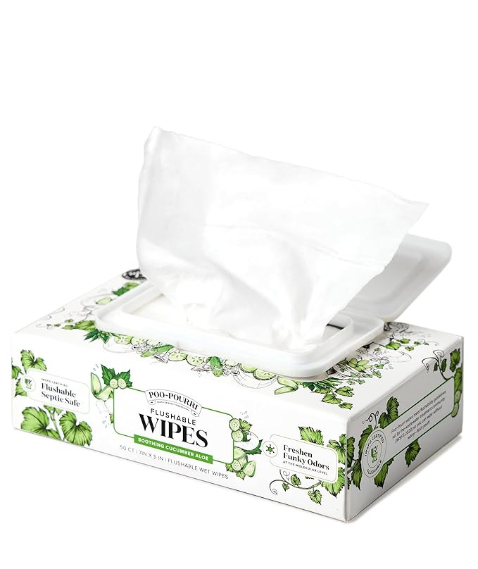 Poo~Pourri Flushable Wipes - Made with Plant Based Fibers, Aloe, Vitamin E, Chamomile, and Oat Ex... | Amazon (US)