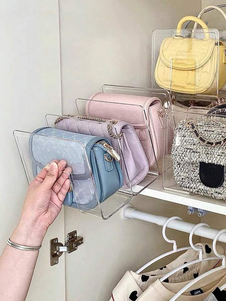 1pc Transparent Acrylic Bag Storage Box Organizer With Divider Panel, 3-4 Layers Bookend Stand, S... | SHEIN