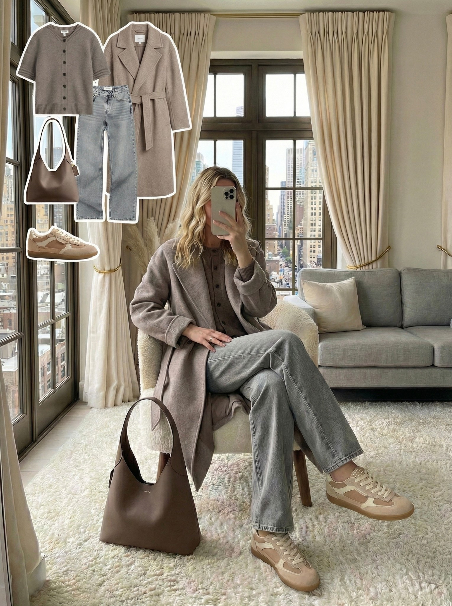Taupe coat and retro sneakers outfit 🧥👟

The perfect monochromatic neutral look for the weekend. Styling this soft taupe wrap coat over a matching knit cardigan and light grey jeans. The beige retro-style sneakers keep the vibe casual and comfortable for running errands in the city.

Style Details:
• Taupe wool blend wrap coat (Belted)
• Taupe button-front knit cardigan
• Light grey straight-leg jeans (Vintage wash)
• Beige/Tan retro sneakers (Gum sole)
• Large taupe leather hobo bag

Recreate this clean casual style with the similar links below!

What is your go-to weekend shoe: sneakers or boots? 👇

#LTKcasual #LTKshoecrush #LTKSeasonal


#LTKootd #LTKgrwm #LTKmomlife