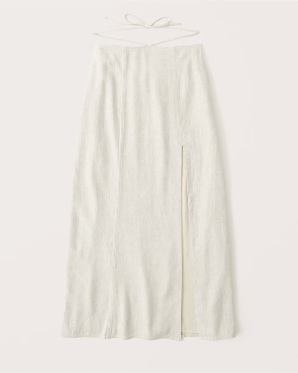 Tie-Waist Linen-Blend Midaxi Skirt | Abercrombie & Fitch (US)