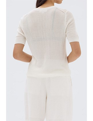 Assembly Label Belle Knit Short Sleeve Tee Cream | David Jones | David Jones (Australia & New Zealand)