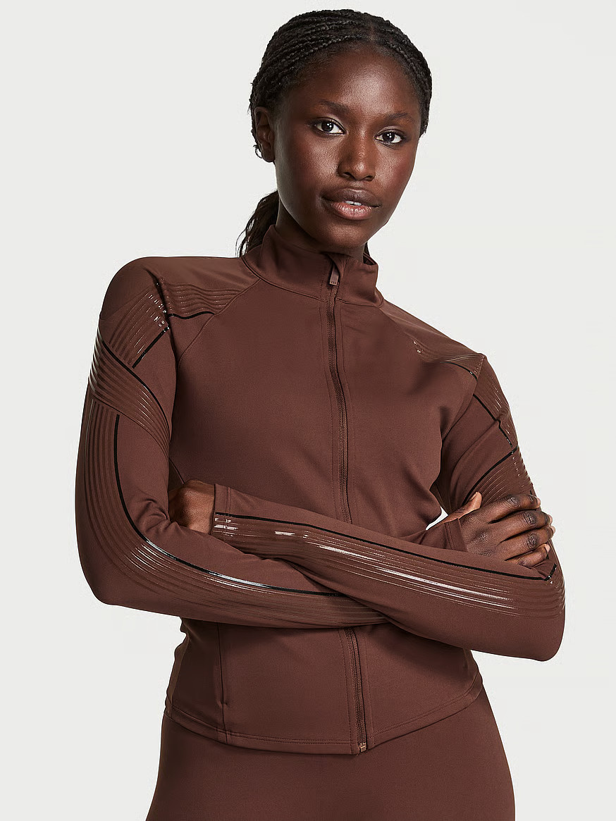 Buy VSX Elevate™ Refined Contours Jacket, Ganache - Order Hoodies & Sweatshirts online - Victor... | Victoria's Secret (US / CA )