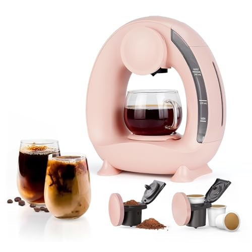 BENFUCHEN Pod and Grounds Single-Serve Coffee Maker, 2 in 1 One Cup Coffee Machine Compatible with K-Cup Pod & Coffee Grounds/Tea, Compact Design, 4-8oz, Pink | Amazon (US)