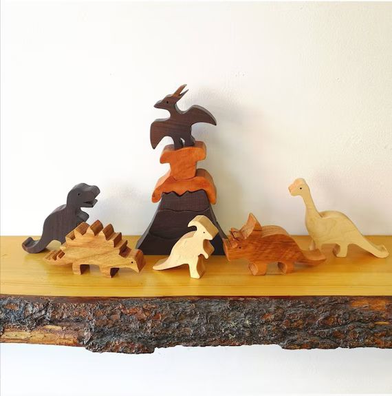 Wooden Dinosaur Set / Stacking Dinosaurs / Stacking Animals / | Etsy Canada | Etsy (CAD)