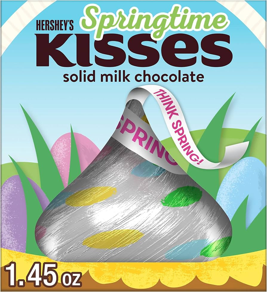 HERSHEY'S KISSES Solid Milk Chocolate, Easter Candy Gift Box, 1.45 oz | Amazon (US)