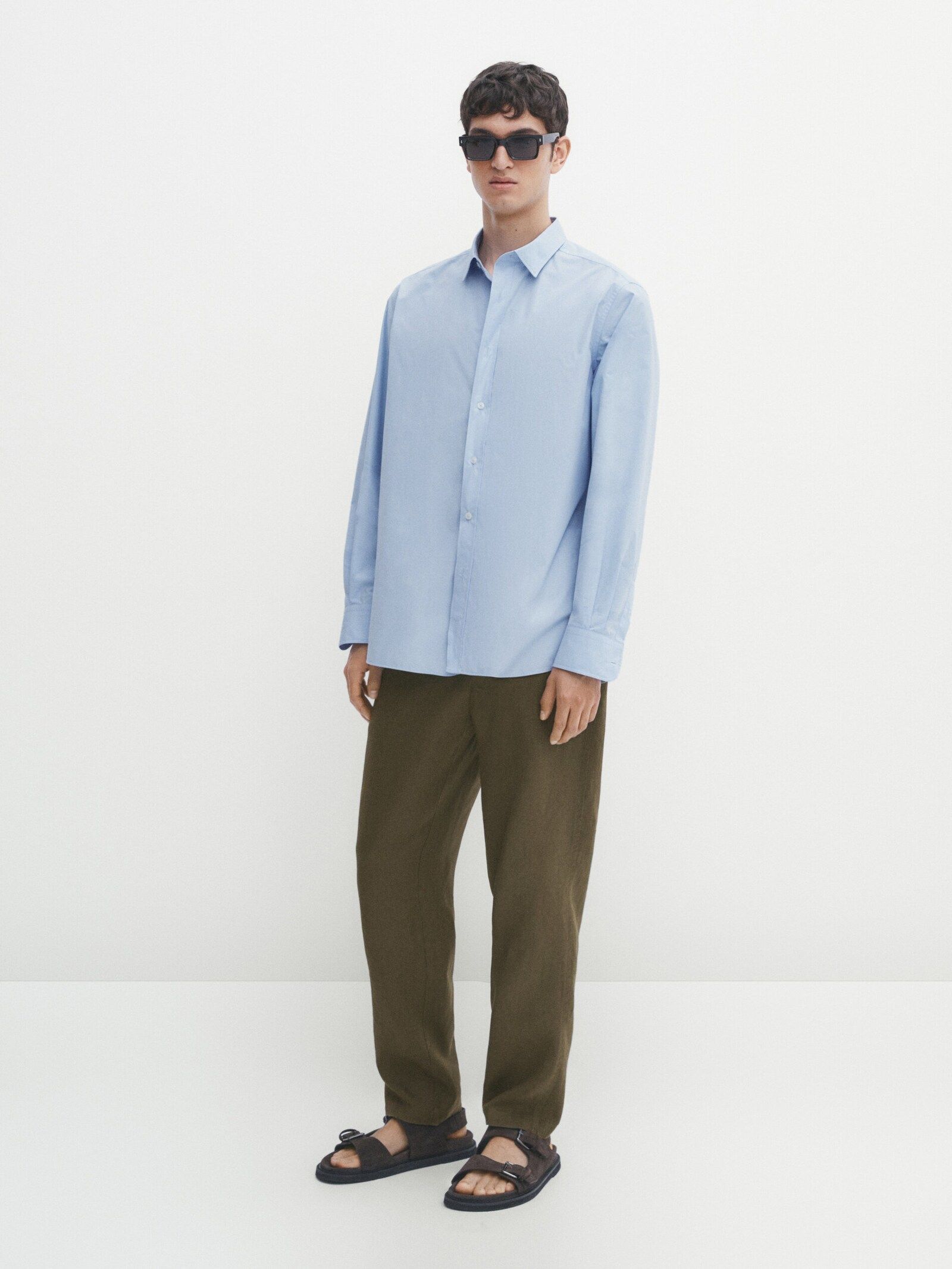 Regular fit striped poplin cotton shirt | Massimo Dutti (US)