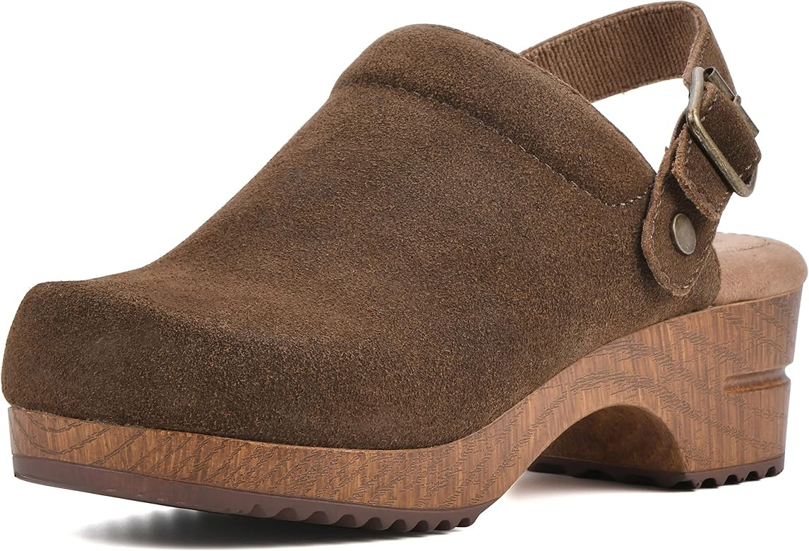 Amazon.com: WHITE MOUNTAIN Shoes Being Leather Footbeds Clog, Brown/Suede, 7.5 M : Clothing, Shoe... | Amazon (US)