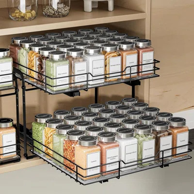 2-Tier Height Adjustable Pull Out Spice Rack - Heavy Duty Metal | Wayfair North America