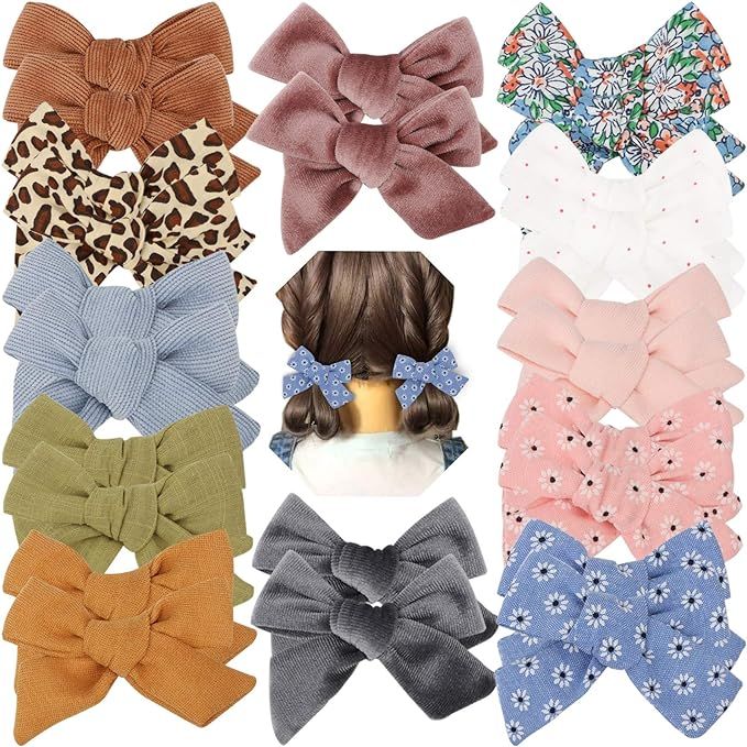 24 PCS Baby Girls Hair Bows Clips 4.5 inch Alligator Clips Tiny Barrettes Accessories for Fine Ha... | Amazon (US)