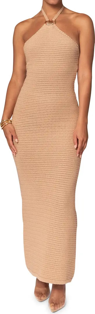 JLUXLABEL Overseas Open Stitch Halter Maxi Dress | Nordstrom | Nordstrom