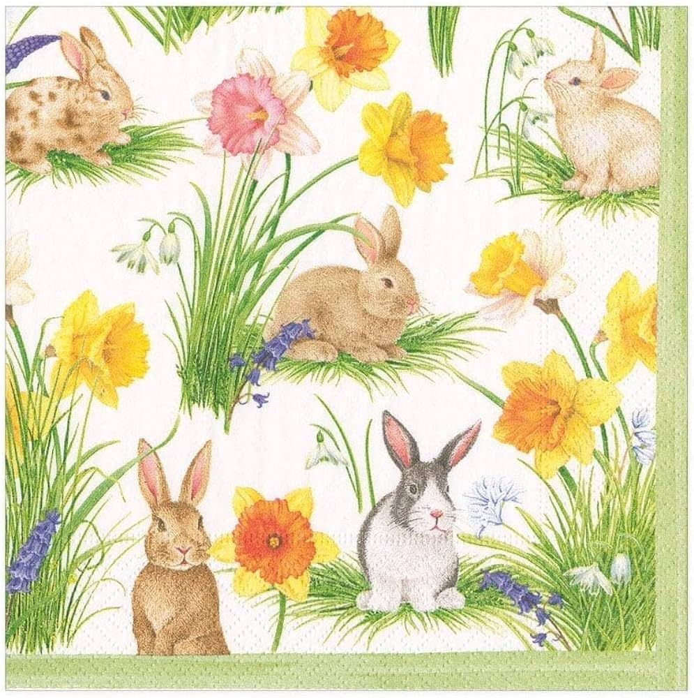 Caspari Bunnies and Daffodils Paper Luncheon Napkins, 20 Per Package | Amazon (US)