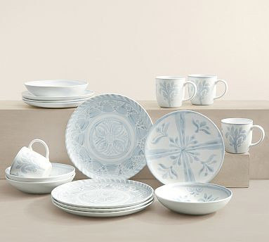 Chambray Tile Multi Stoneware Dinnerware Set | Pottery Barn (US)