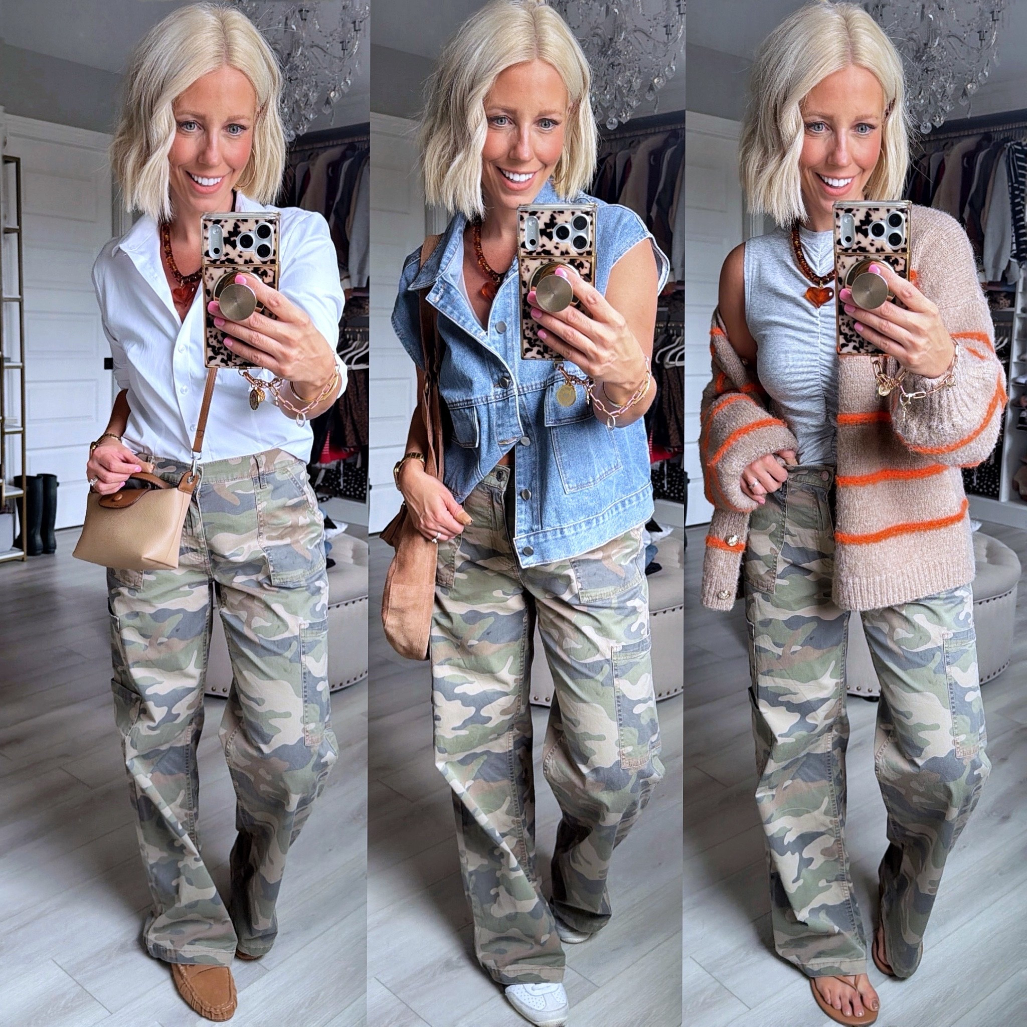 The viral Walmart camo pants are BACK in stock and they’re just as good as everyone says 👏🔥 These comfy, on-trend camo cargo pants are the perfect mix of casual, edgy, and easy to style for everyday outfits. Think graphic tees, oversized sweatshirts, or a fitted tank for spring — they literally go with everything.

If you missed them the first time, now is your chance because they sell out FAST every time they restock. 🏃‍♀️
⬇️⬇️⬇️
Pants medium (roomy fit)
Button down and cardigan small
Vest medium 
Tank small 

#LTKSaleAlert #LTKootd #LTKSeasonal