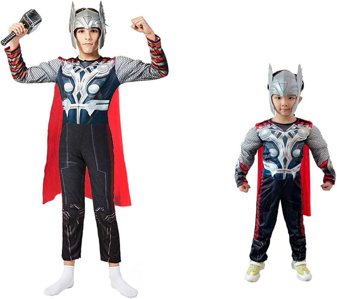Children's superhero Thor costume Classic Muscle Costume Suit,Includes headpiece, hammer, cape… | Amazon (US)