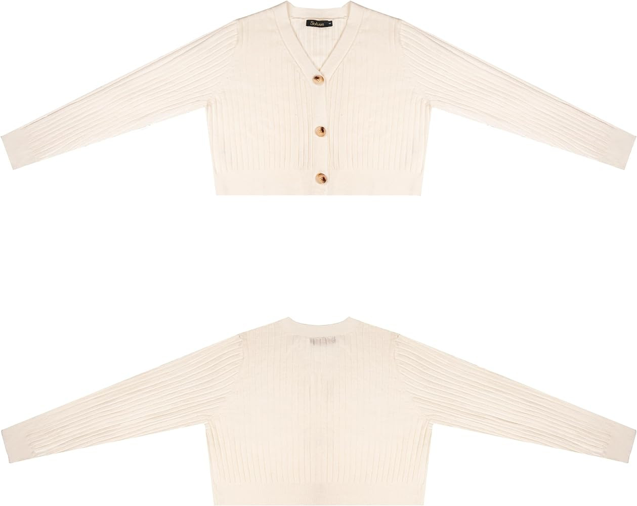 Women's Long Sleeve Cropped Cardigan V Neck Solid Button Down Knit Bolero Shrugs | Amazon (US)