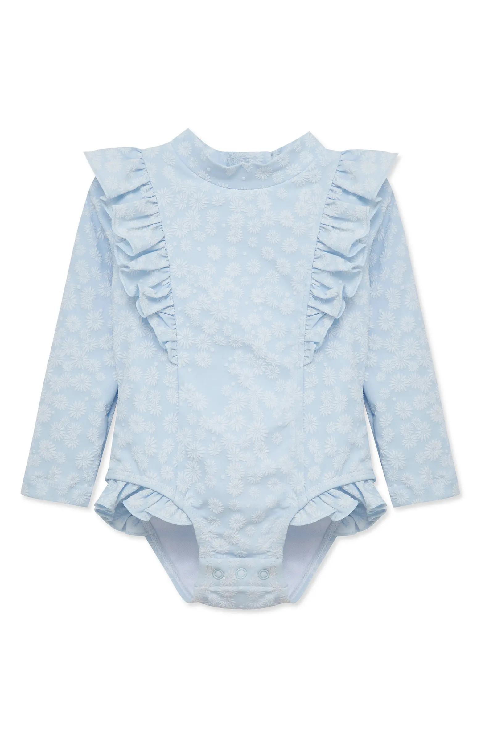 Little Me Daisy Long Sleeve One-Piece Rashguard Swimsuit | Nordstrom | Nordstrom