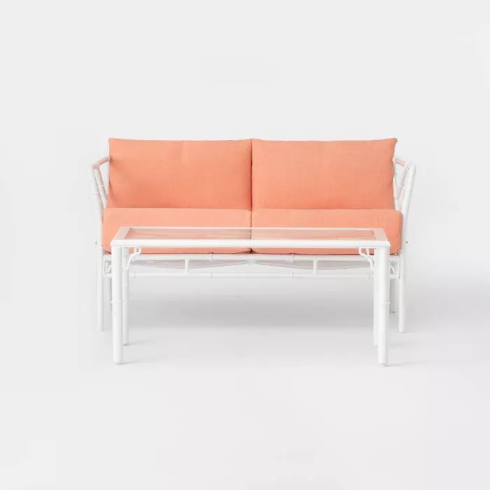Pomelo 2pc Patio Loveseat & Coffee Table Set - Coral - Opalhouse™ | Target