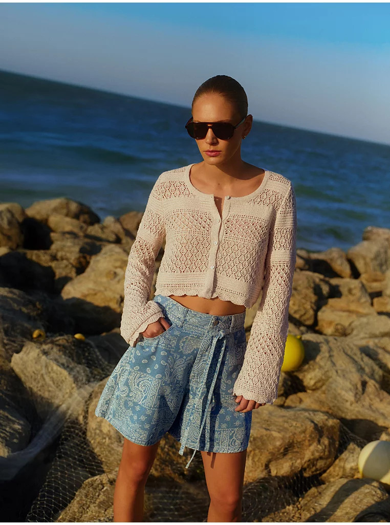 Light Wash Paisley Denim Shorts | George
