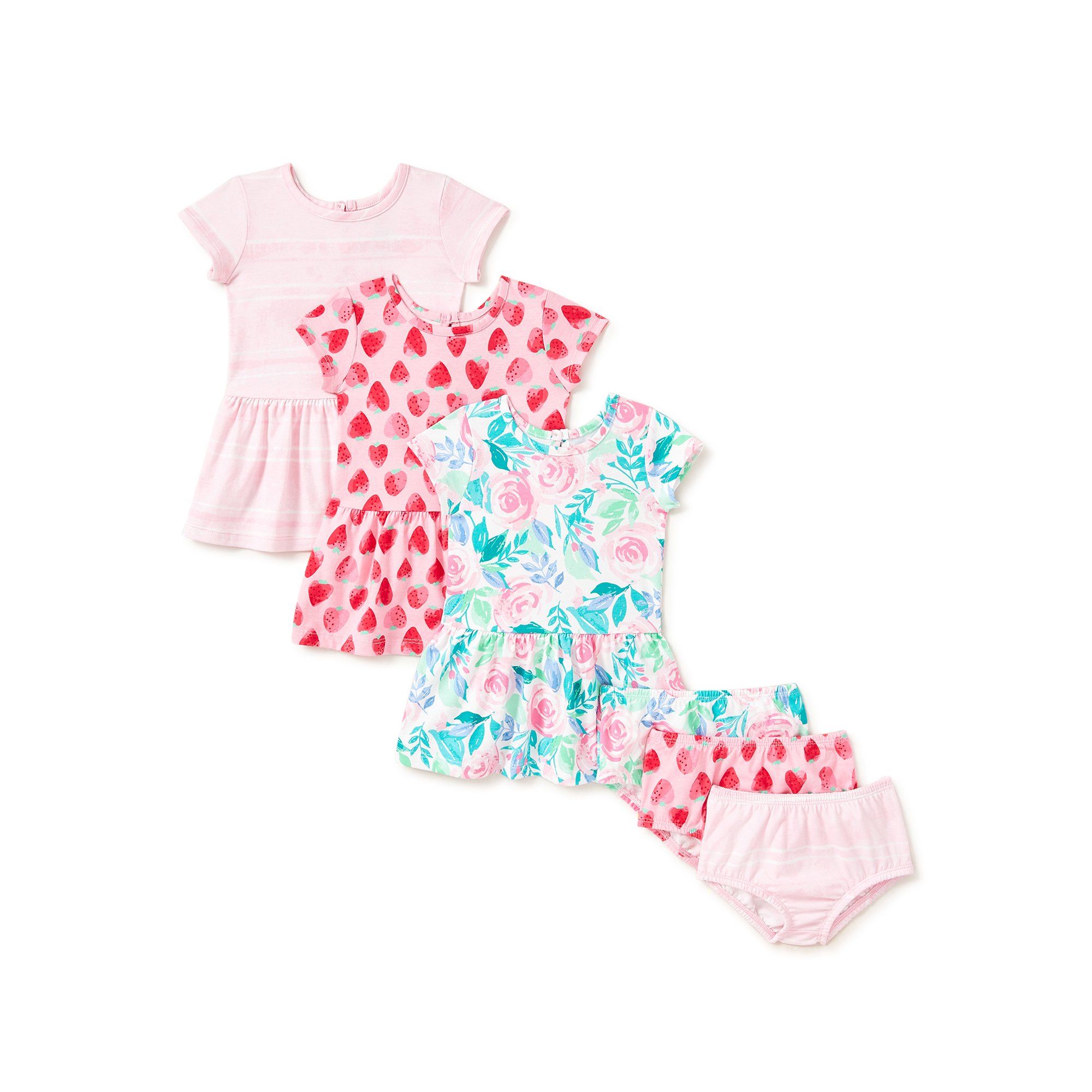Wonder Nation Baby Girl Knit Dresses, 3-Pack (0/3M-24M) | Walmart (US)