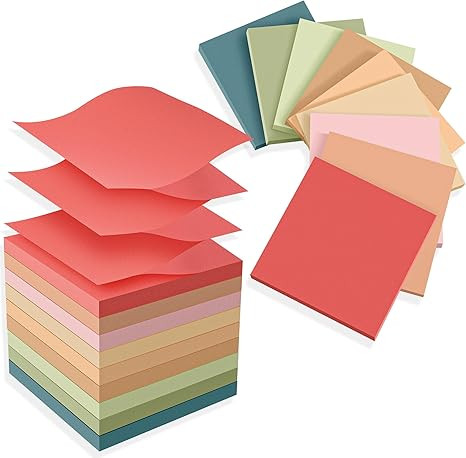 (18 Pads) Pop Up Sticky Notes 3x3 Refills, Vintage Color, Strong Adhesive Memo Pad Bulk, Suitable... | Amazon (US)