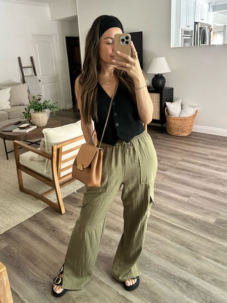 Casual summer outfit inspo for your  comfy but put together days 🤌🏻
The cargo pants are old but I linked almost identical styles 
Wearing medium for an oversized fit 

#LTKOver40 #LTKU #LTKStyleTip