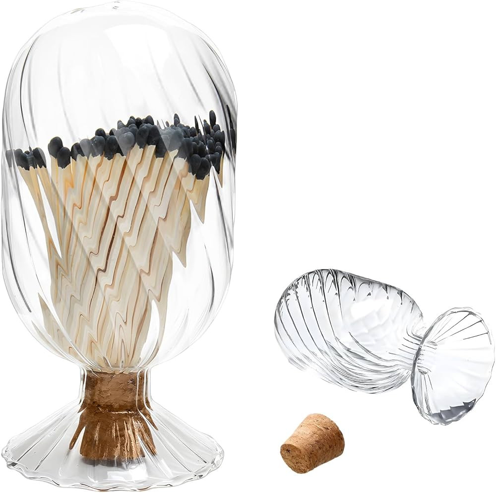 Helix Shaped Match Cloche Glass Holder, Upside Down Matches Holder for Scented Candle on Dining T... | Amazon (US)