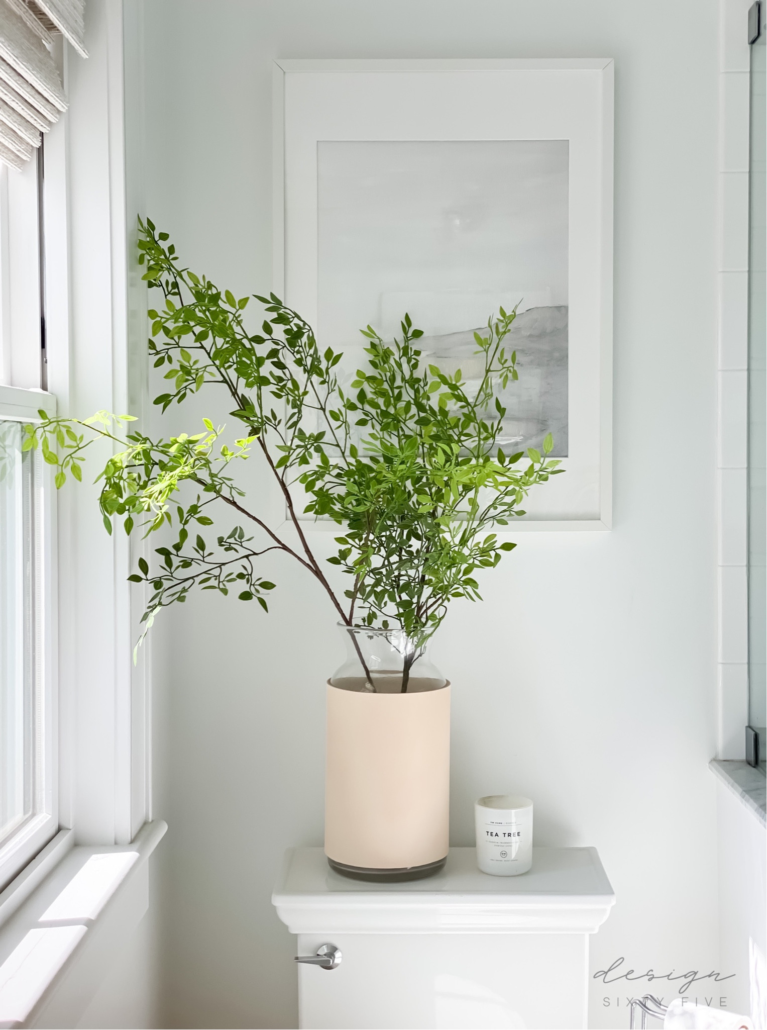 Spring bathroom refresh, jenni kayne leather vase dupe, realistic faux stems, bathroom decor

#LTKhome