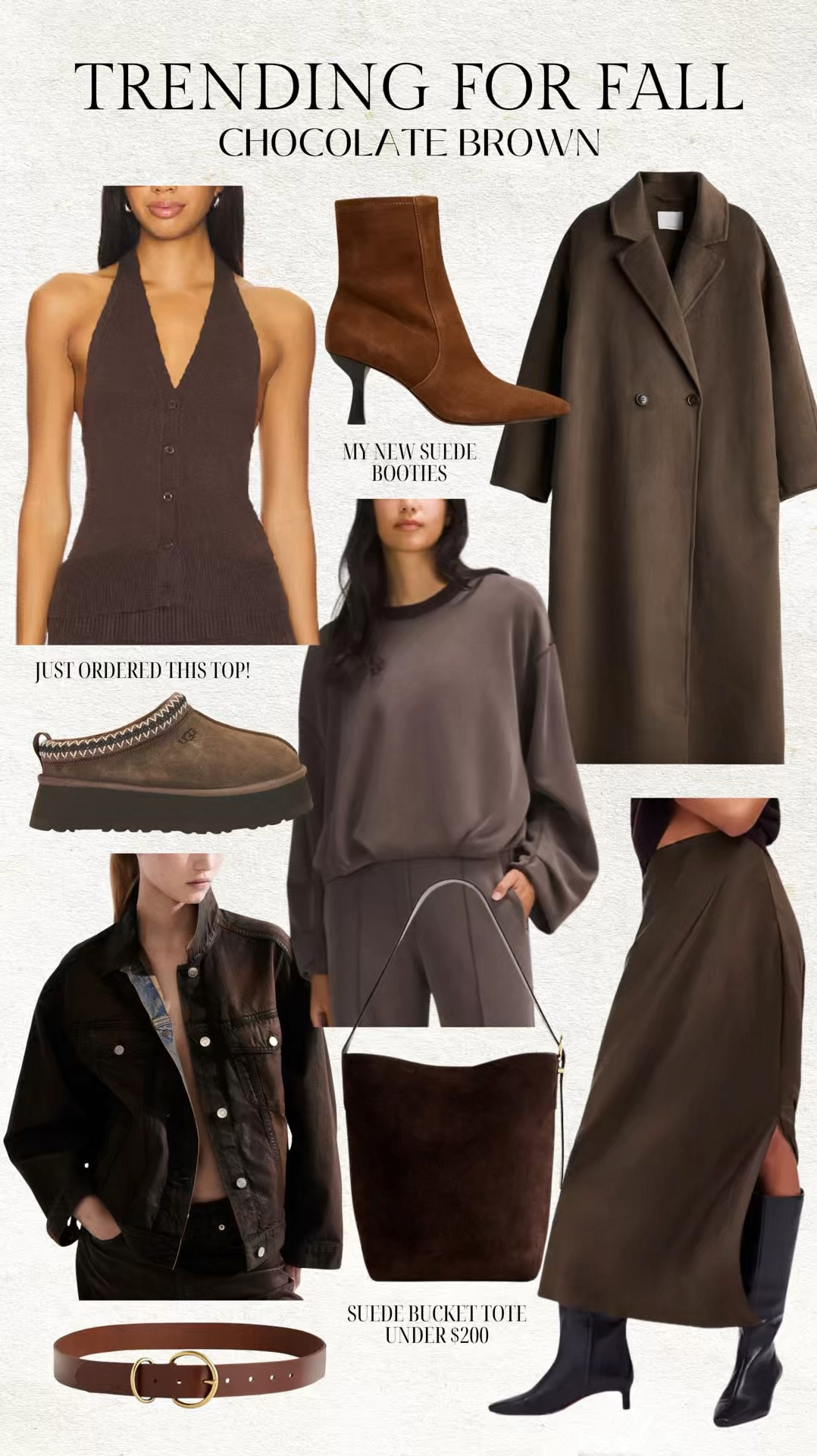Trending for fall: chocolate brown 🤎

Fall outfits, fall fashion, fall style, brown tazz Uggs, Lululemon, brown booties, suede bag, madewell tote, bucket tote, silk skirt, madewell, wool coat, winter outfit, revolve, christine Andrew 

#LTKSeasonal #LTKStyleTip #LTKVideo