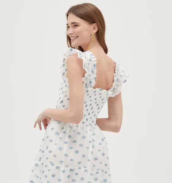 The Organza Ellie Nap Dress - Spearmint/Lilac Floral Jacquard | Hill House Home