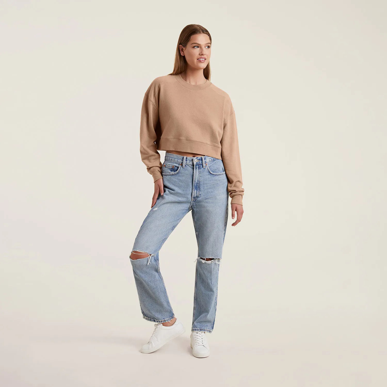 Cropped Crewneck Sweatshirt | Cinnamon - nuuds | nuuds