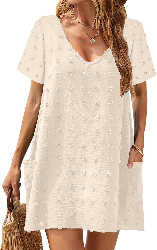 Blooming Jelly Womens Casual Sun Summer Dresses Swiss Polka Dot Beach Cover Up V Neck Tank Dress ... | Amazon (US)