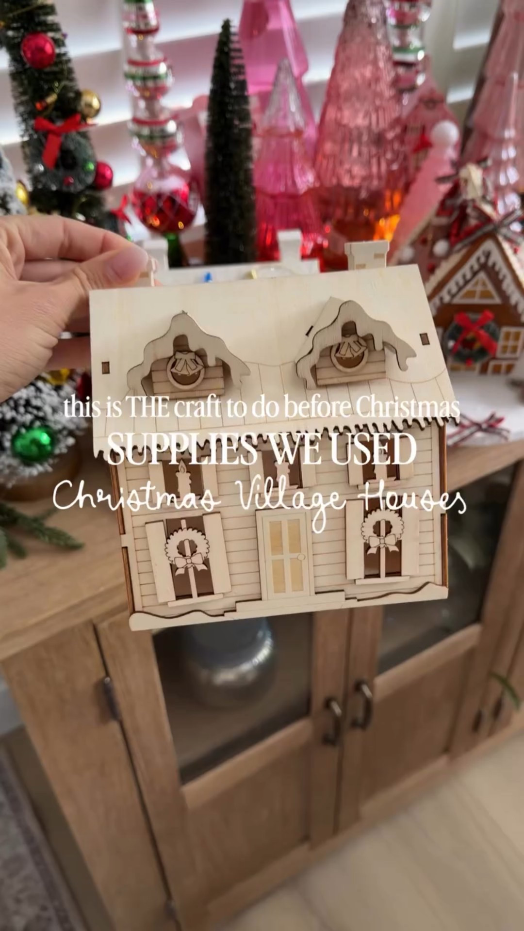 These $5 Christmas village houses were our favorite girls night craft to date! Loved it so much that my mom and I got the rest of the collection & did them together too!! 

✨TIPS - The paint doesn’t have to be perfect! Get excessive with glitter and embellishments! (I even covered a lot of the house details on some of the houses as I painted!)

DO NOT forget to cut a hole in the bottom of your base before you glue your house down! 

Lather your base in mod hodge with a foam brush & cover with glitter BEFORE you paint your houses so the base has time to dry! 

Comment SHOP & make sure you’re following to get my DM!!!

#chridtmasdiy #diychristmas #christmascrafts #christmasideas #christmasdecor