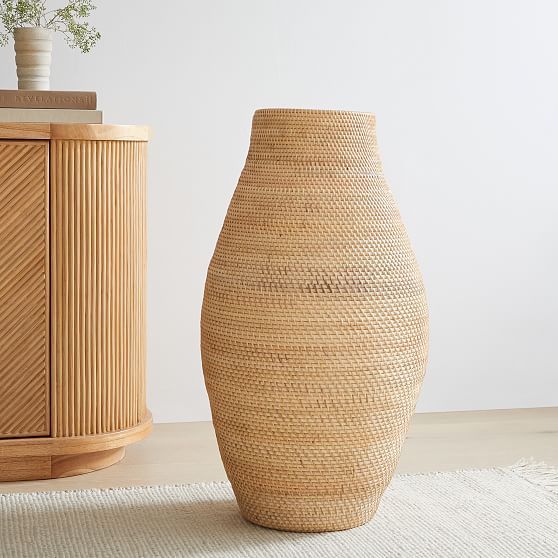Merida Floor Vases, Medium Vase, Natural, Rattan, 29 Inches | West Elm (US)